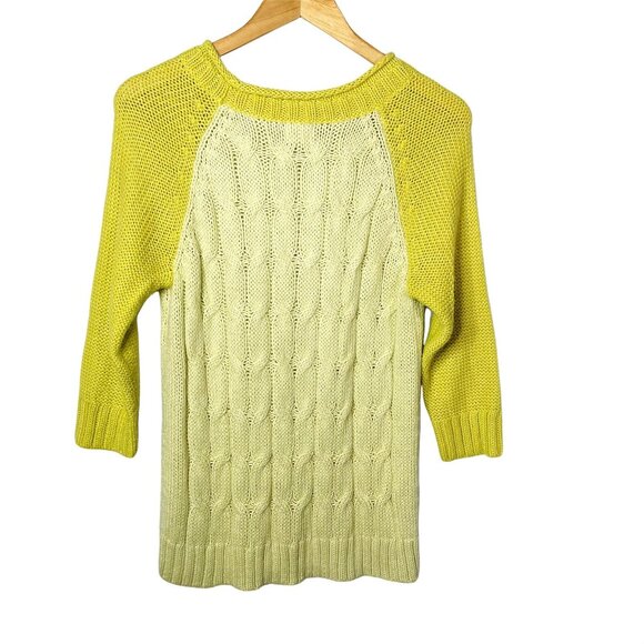 Mossimo Womens Cable Knit Pullover Sweater u Junior Size Large Yellow Green - Picture 4 of 5